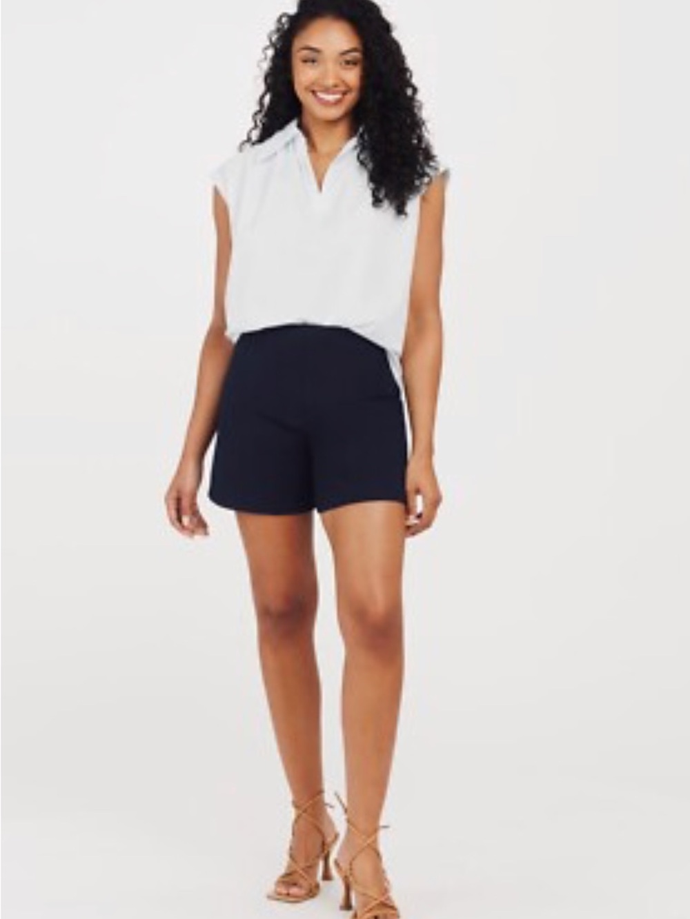 SPANX Navy High-Rise Tailored Shorts